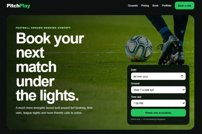 Football ground booking website preview
