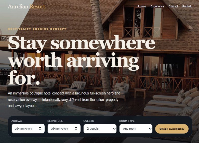 Hotel reservation website website preview