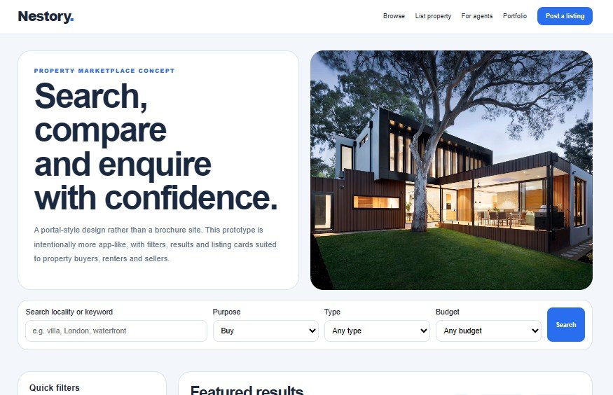 Property listing portal website preview