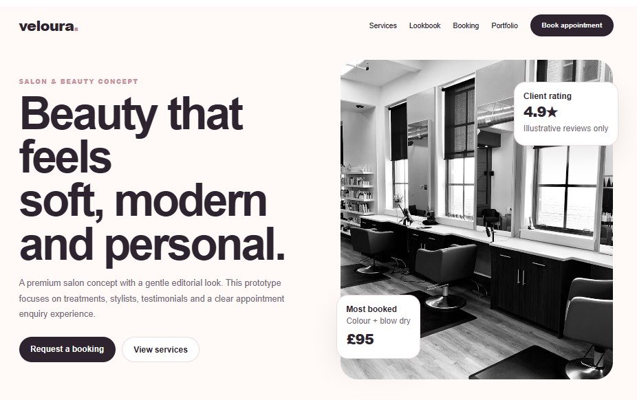 Salon & beauty booking website preview
